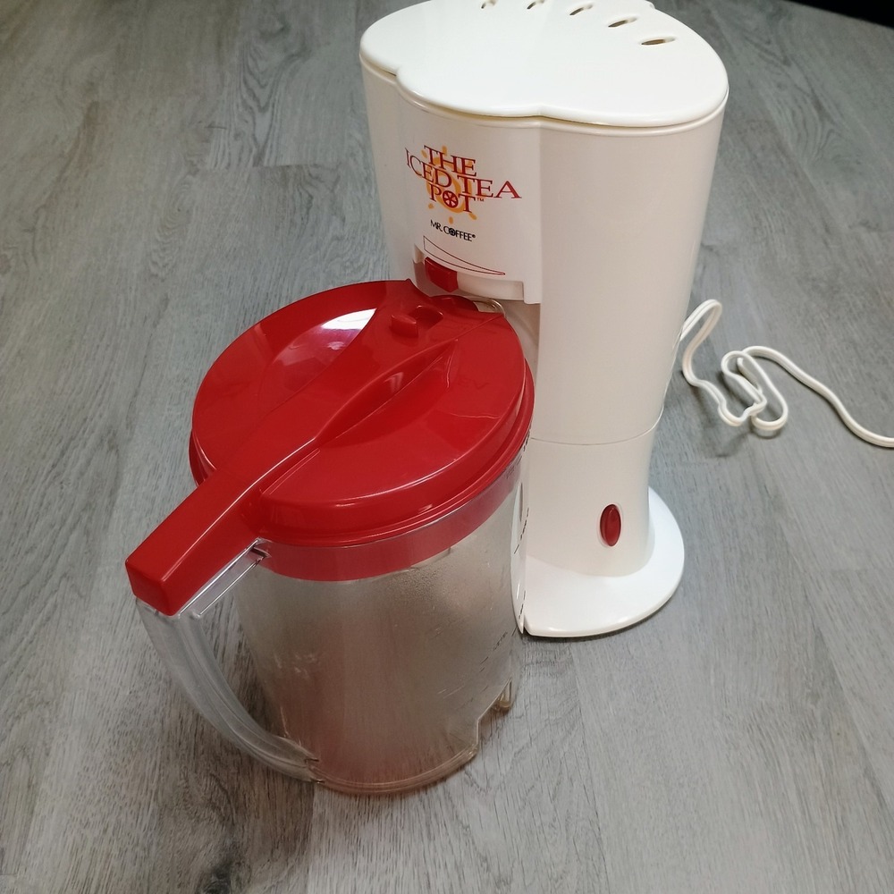 Mr Coffee 3 Quart Iced Tea Pot Maker TM14 Red White Tested Works